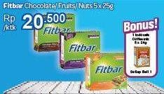 Promo Harga FITBAR Makanan Ringan Sehat Chocolate, Fruit, Nuts per 5 pcs 25 gr - Carrefour