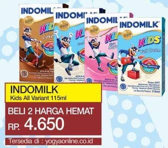 Promo Harga INDOMILK Susu UHT Kids All Variants per 2 pcs 115 ml - Yogya