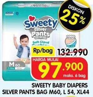 Promo Harga Sweety Silver Pants M60, XL44, L54 44 pcs - Superindo