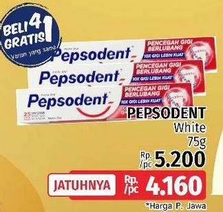 Promo Harga PEPSODENT Pasta Gigi Pencegah Gigi Berlubang White 75 gr - LotteMart