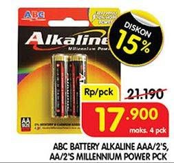 Promo Harga ABC Battery Alkaline LR6/AA, LR03/AAA 2 pcs - Superindo