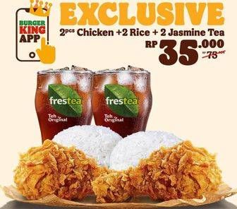 Promo Harga 2 pc Chicken + Rice + Jasmine Tea  - Burger King