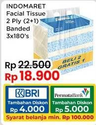 Promo Harga Indomaret Facial Tissue per 3 pouch 180 pcs - Indomaret