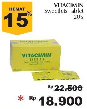 Promo Harga VITACIMIN Vitamin C - 500mg Sweetlets (Tablet Hisap) per 20 sachet - Giant