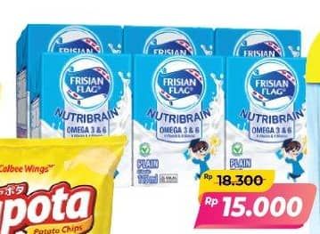 Promo Harga Frisian Flag Susu Cair UHT Nutribrain Cokelat, Plain, Strawberry per 6 tpk 115 ml - Alfamart