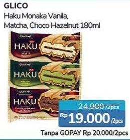 Promo Harga GLICO Haku Vanilla Monaka, Matcha Monaka, Choco Hazelnut Monaka per 2 pcs 180 ml - Alfamidi