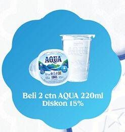 Promo Harga AQUA Air Mineral per 2 botol 220 ml - Carrefour