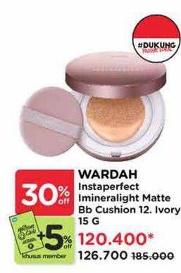 Promo Harga Wardah Instaperfect Mineralight Matte BB Cushion 12 Ivory 15 gr - Watsons