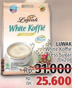 Promo Harga Luwak White Koffie Premium Less Sugar per 20 sachet 20 gr - LotteMart
