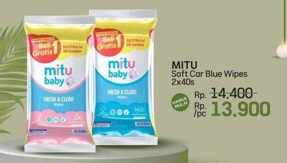 Promo Harga Mitu Baby Wipes Fresh & Clean Blue Blossom Berry per 2 pouch 40 pcs - LotteMart