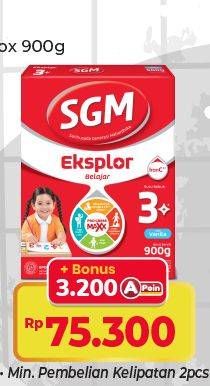 Promo Harga SGM Eksplor 3+ Susu Pertumbuhan Madu, Vanila 900 gr - Alfamart