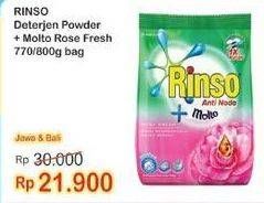 Promo Harga RINSO Anti Noda Deterjen Bubuk + Molto Pink Rose Fresh 770 gr - Indomaret