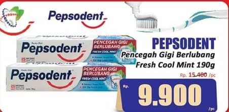 Promo Harga Pepsodent Pasta Gigi Pencegah Gigi Berlubang Fresh Cool Mint 190 gr - Hari Hari