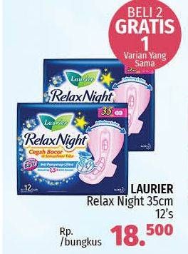 Promo Harga LAURIER Relax Night 35cm 12 pcs - Indomaret