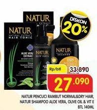 Promo Harga Natur Shampoo Aloe Vera Extract Hair Nutritive, Olive Oil Vitamin E 140 ml - Superindo