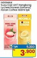 Promo Harga Indomilk Korean Series Hong Kong Lychee, Seoul Banana, Italian Coffee Latte 180 ml - Indomaret