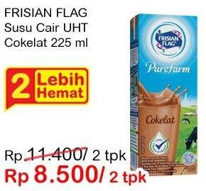 Promo Harga FRISIAN FLAG Susu UHT Purefarm Swiss Chocolate per 2 box 225 ml - Indomaret