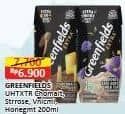 Promo Harga Greenfields UHT Extra Milk Chocomalt, Strawberry Rose Milk, Vanilla Chamomile, Honey Early Grey 200 ml - Alfamart