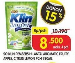 Promo Harga SO KLIN Pembersih Lantai Apple, Lemon 780 ml - Superindo