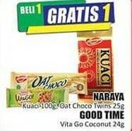 Promo Harga NARAYA Kuaci 100 g, Oat Choco Twins 25 g/GOOD TIME Vita Go Coconut 25 g  - Hari Hari