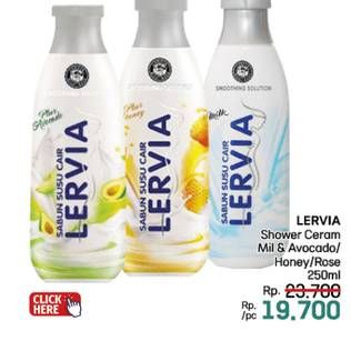 Promo Harga Lervia Shower Cream Milk, Avocado, Rose, Honey 250 ml - LotteMart