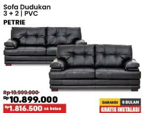 Promo Harga Petrie Sofa 2 + 3 Dudukan Berbahan PVC  - COURTS