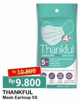 Promo Harga THANKFUL Earloop Daily Mask 5 pcs - Alfamart