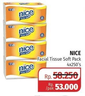 Promo Harga NICE Facial Tissue Softpack Banded per 4 pouch 250 gr - Lotte Grosir