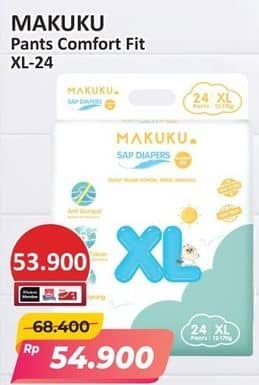 Promo Harga Makuku Comfort Fit Diapers Pants XL24 24 pcs - Alfamart