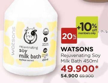 Promo Harga WATSONS Rejuvenating Soy Milk Bath 450 ml - Watsons