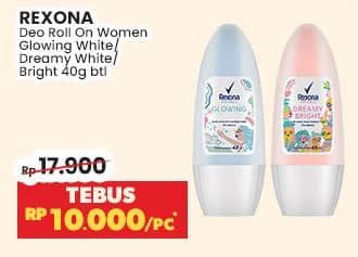 Promo Harga Rexona Deo Roll On Glowing White, Dreamy White 40 ml - Indomaret