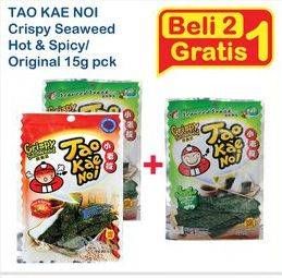 Promo Harga TAO KAE NOI Crispy Seaweed Hot Spicy, Original 15 gr - Indomaret