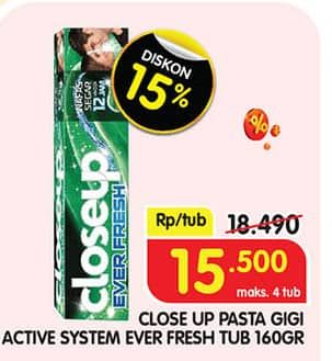 Promo Harga Close Up Pasta Gigi Everfresh Menthol Fresh 160 gr - Superindo