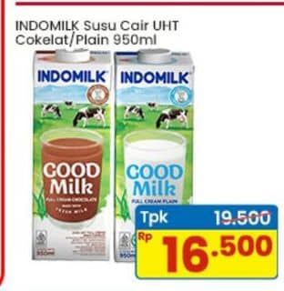 Promo Harga Indomilk Susu UHT Cokelat, Full Cream Plain 950 ml - Indomaret