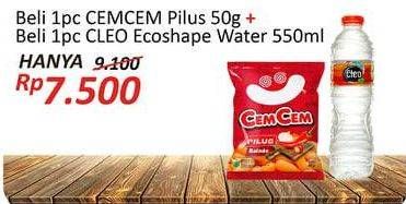 Promo Harga CEMCEM Pilus 50g + CLEO Air Minum 550ml  - Alfamidi
