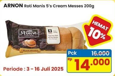 Promo Harga Arnon Roti Sisir Cream Messes 200 gr - Indomaret