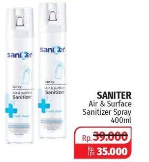 Promo Harga SANITER Air & Surface Sanitizer Aerosol 400 ml - Lotte Grosir