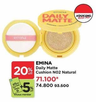 Promo Harga Emina Daily Matte Cushion N02 Natural  - Watsons