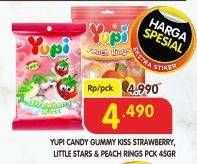 Promo Harga Yupi Candy Strawberry Kiss, Little Stars, Peach Rings 45 gr - Superindo