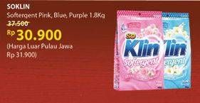 Promo Harga SO KLIN Softergent Blue Cloud Fresh Breeze, Purple Lavender, Rossy Pink 1800 gr - Alfamidi