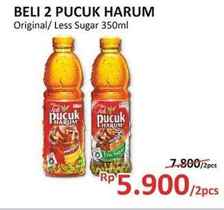 Promo Harga TEH PUCUK HARUM Minuman Teh Original, Less Sugar per 2 botol 350 ml - Alfamidi