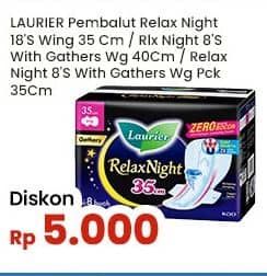 Promo Harga Laurier Relax Night 35cm, Gathers 35cm, Gathers 40cm 8 pcs - Indomaret