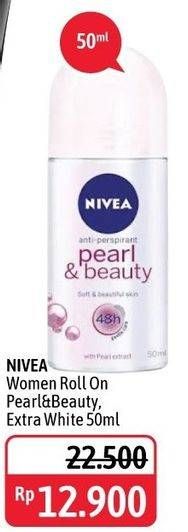 Promo Harga NIVEA Deo Roll On Pearl Beauty, Extra Whitening 50 ml - Alfamidi