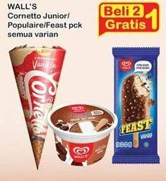 Promo Harga Ice Cream Feast/ Cornetto Junior/ Populaire  - Indomaret