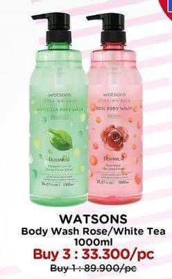 Promo Harga WATSONS Body Wash Rose, White Tea per 2 botol 1000 ml - Watsons
