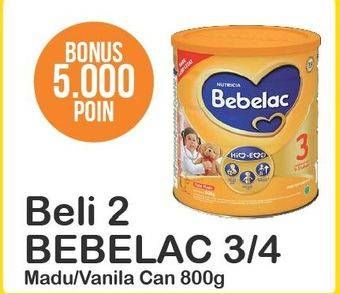 Promo Harga BEBELAC 3 / 4 Susu Pertumbuhan Madu, Vanila per 2 kaleng 800 gr - Alfamart