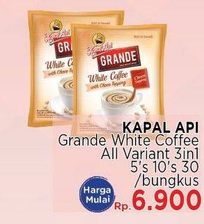 Promo Harga Kapal Api Grande White Coffee per 5 sachet - LotteMart