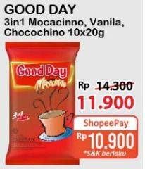 Promo Harga Good Day Instant Coffee 3 in 1 Mocacinno, Vanilla Latte, Chococinno per 10 sachet 20 gr - Alfamart