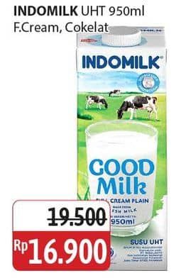 Promo Harga Indomilk Susu UHT Cokelat, Full Cream Plain 950 ml - Alfamidi