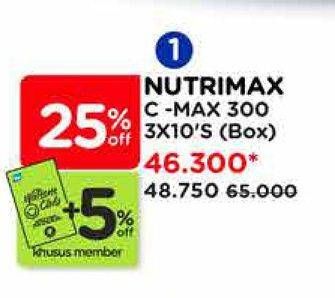 Promo Harga Nutrimax C Max 300 30 pcs - Watsons